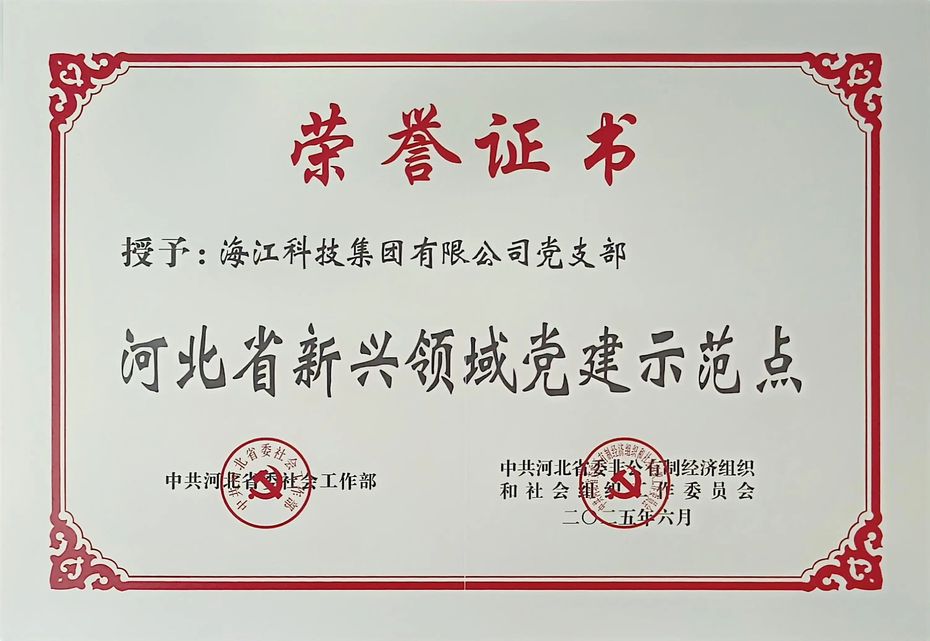 喜報 | 海江集團獲評“河北新興領域黨建示范點”，創(chuàng)新黨建引領高質量發(fā)展